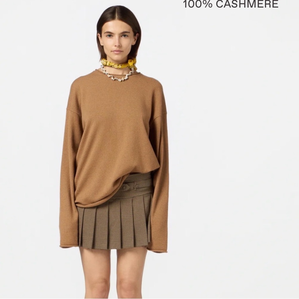 Oversized Cashmere Crew in Almond